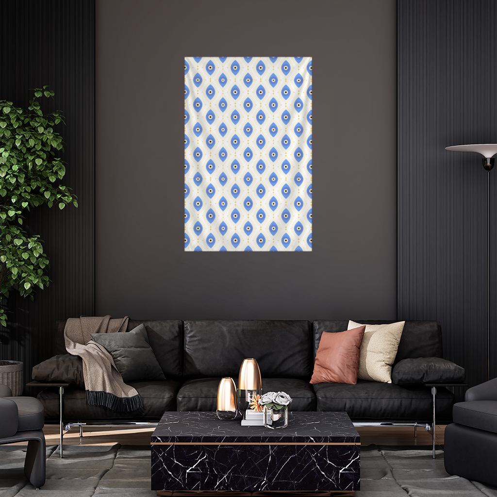 Modern Evil Eye Pattern with Sunburst Rays Wall Tapestry