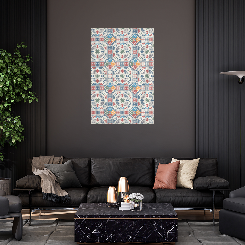 Multicolor Ethnic Geometric Motif Wall Tapestry