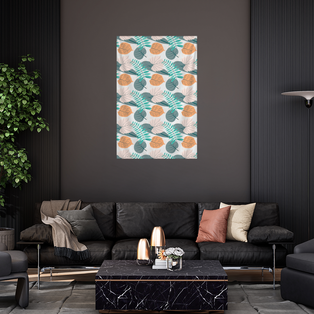 Modern Tropical Leaves Wall Tapestry