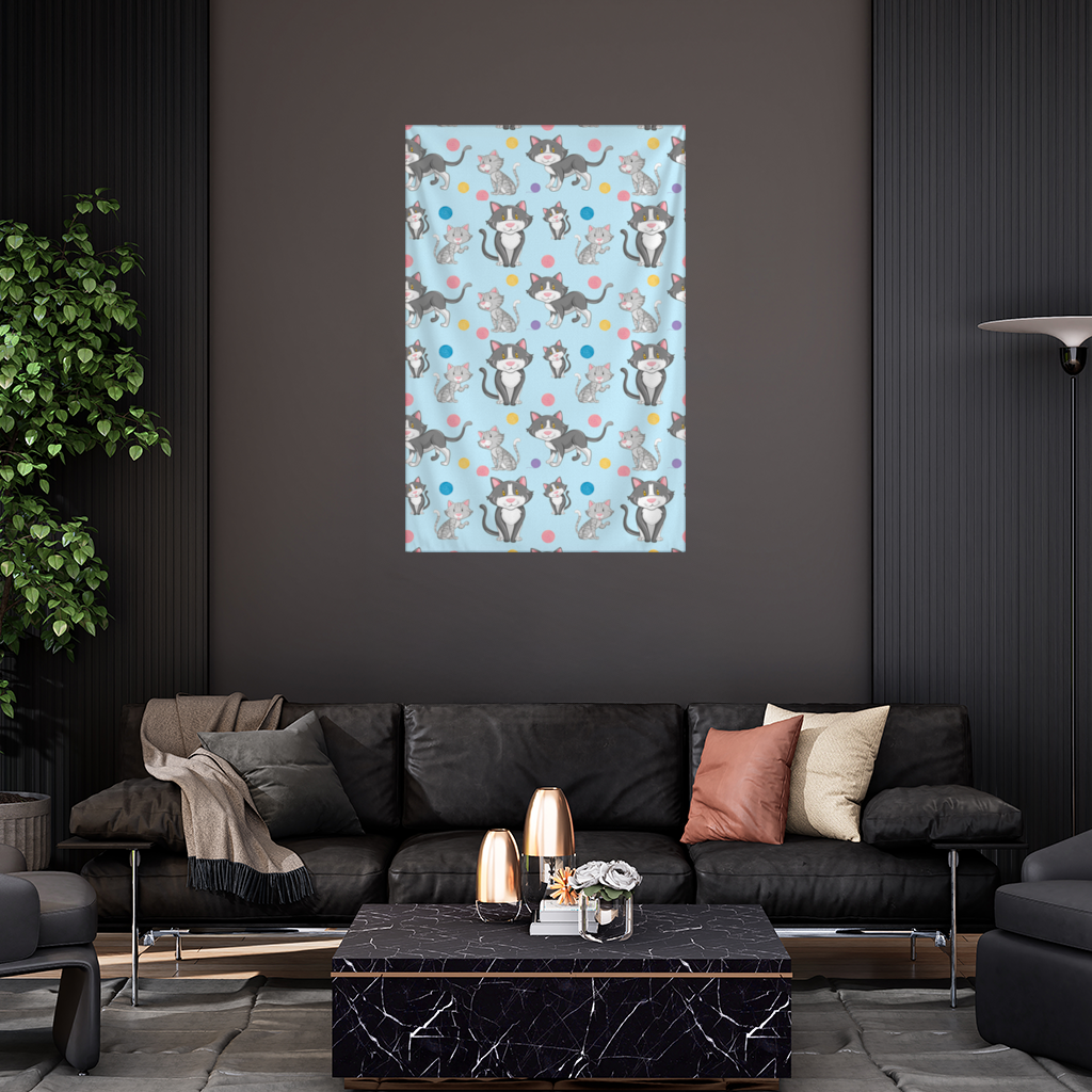 cat repeat pattern Wall Tapestry