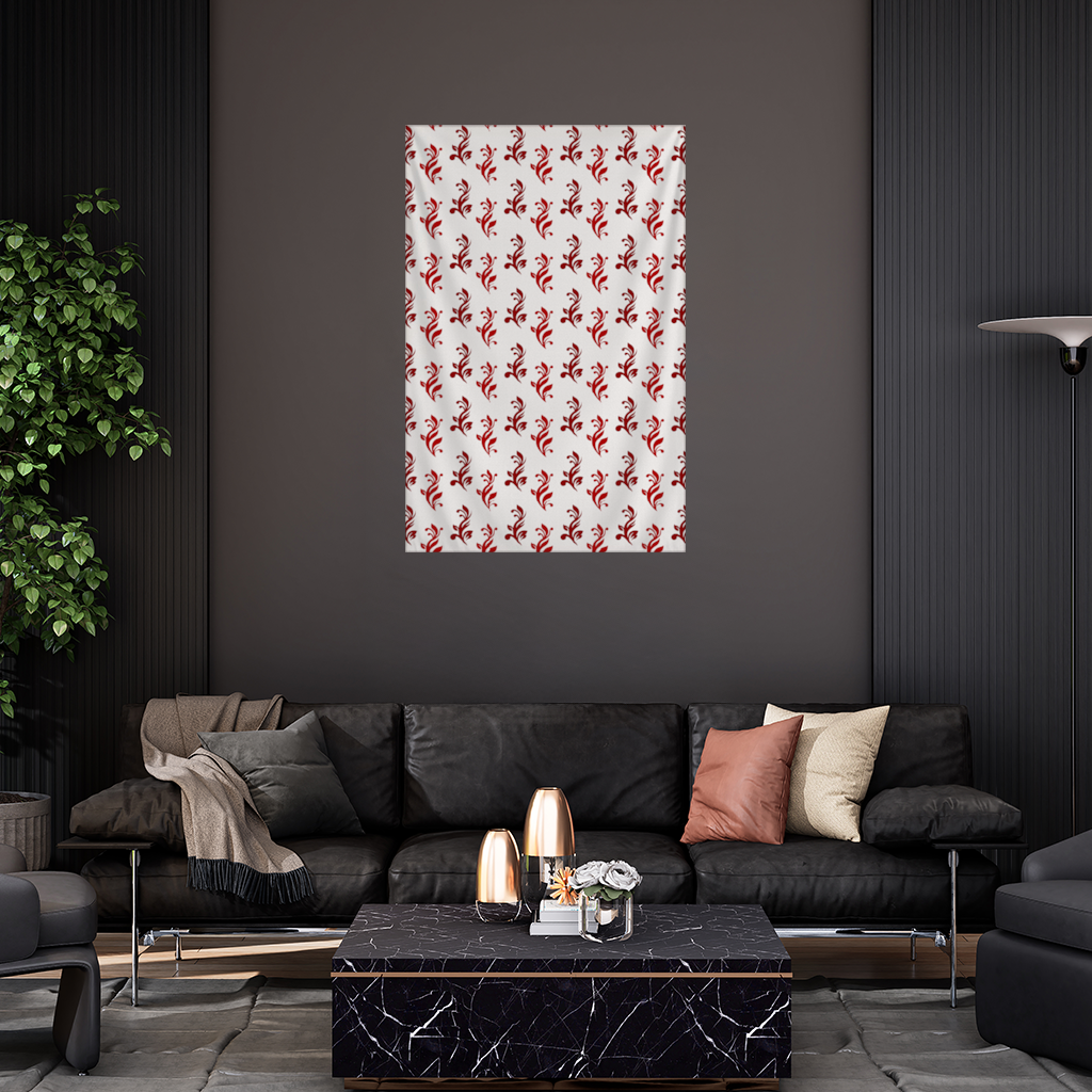 Burgundy Baroque Swirls Wall Tapestry