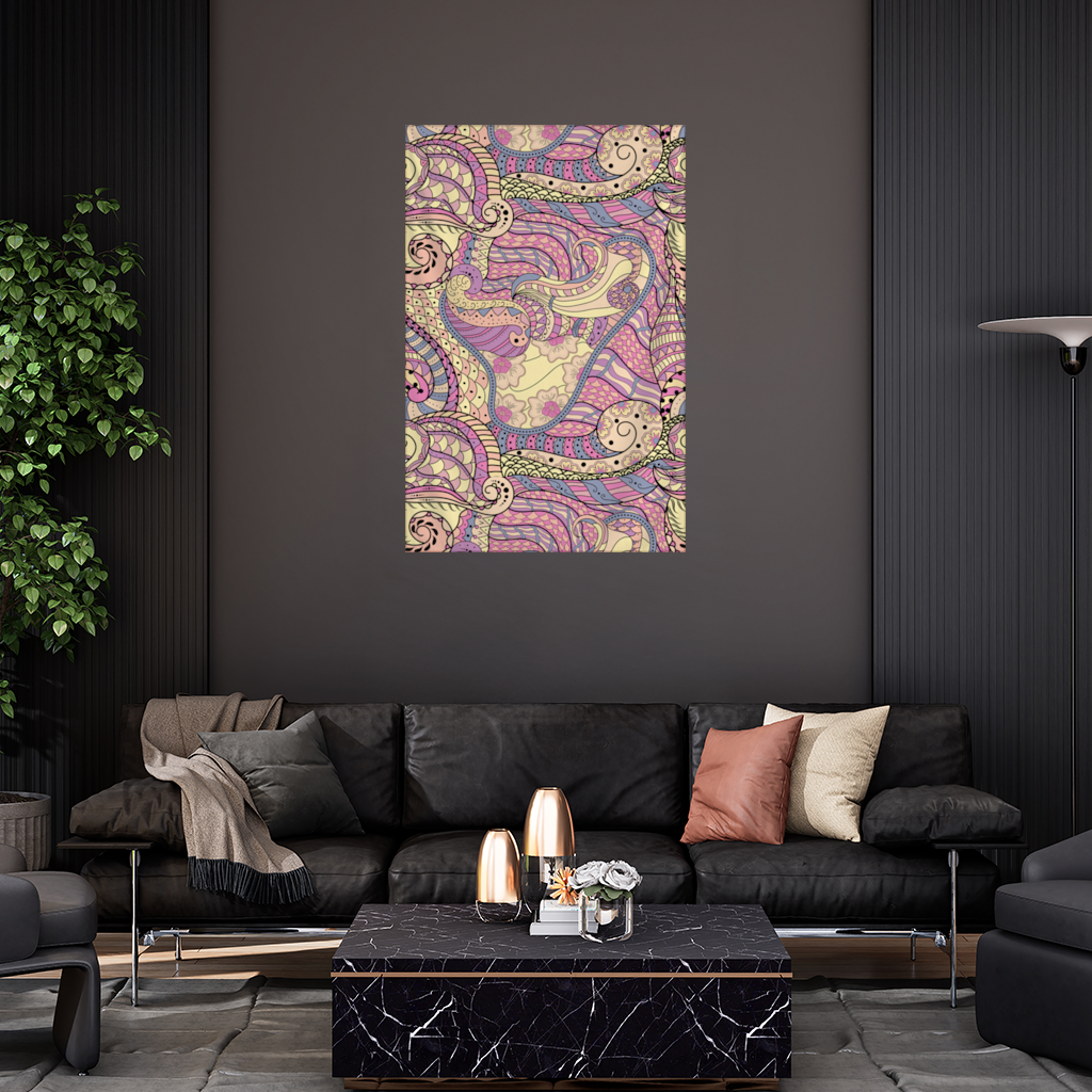 Psychedelic Zentangle Floral Wall Tapestry