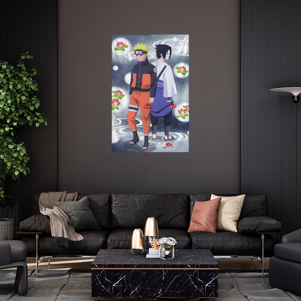 Two Rival Warriors with Red Camellias Wall Tapestry