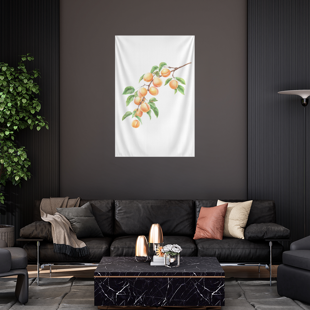 Ripe Orange Apricot Fruit Branch Wall Tapestry