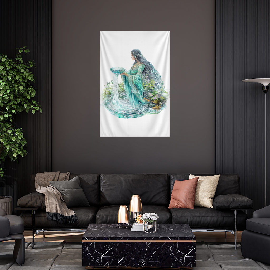 Ethereal Water Goddess Wall Tapestry
