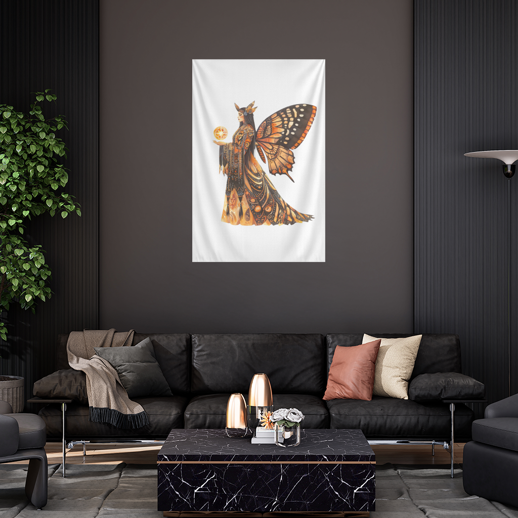 Monarch Butterfly Winged Goddess Wall Tapestry