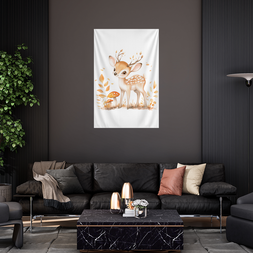 Whimsical Autumn Woodland Fawn Wall Tapestry