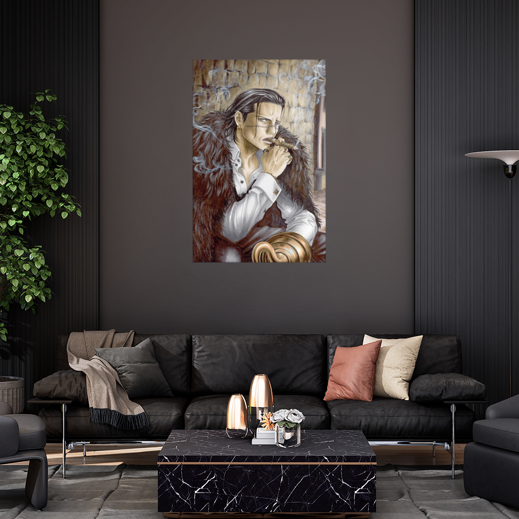 Mysterious Mafia Boss with Gold Hook Wall Tapestry