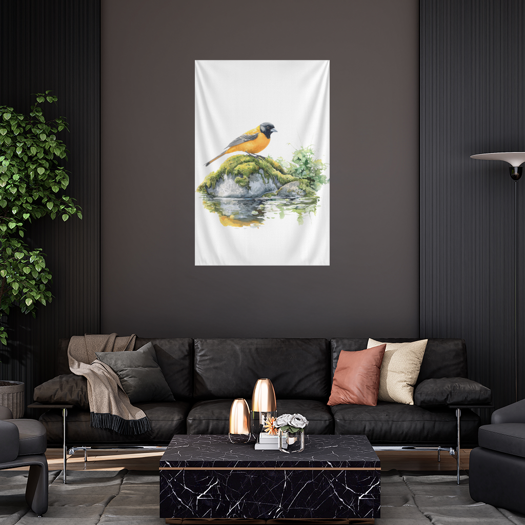 Turuncu Siyah Baltimore Oriole Kuşu Duvar Örtüsü