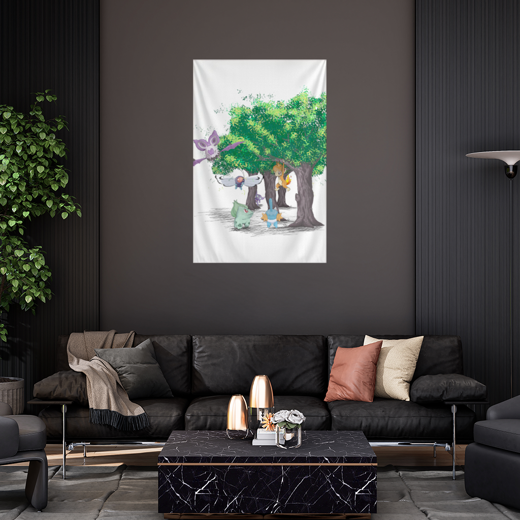 Fanmade Fakemon Characters, happy friends, anime characters Wall Tapestry