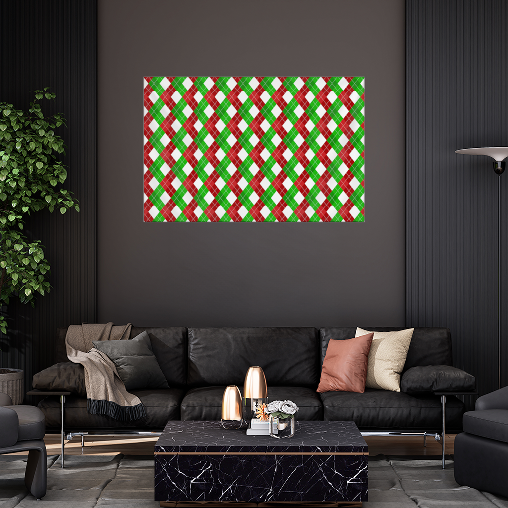 Red Green Argyle Plaid Background Pattern Wall Tapestry