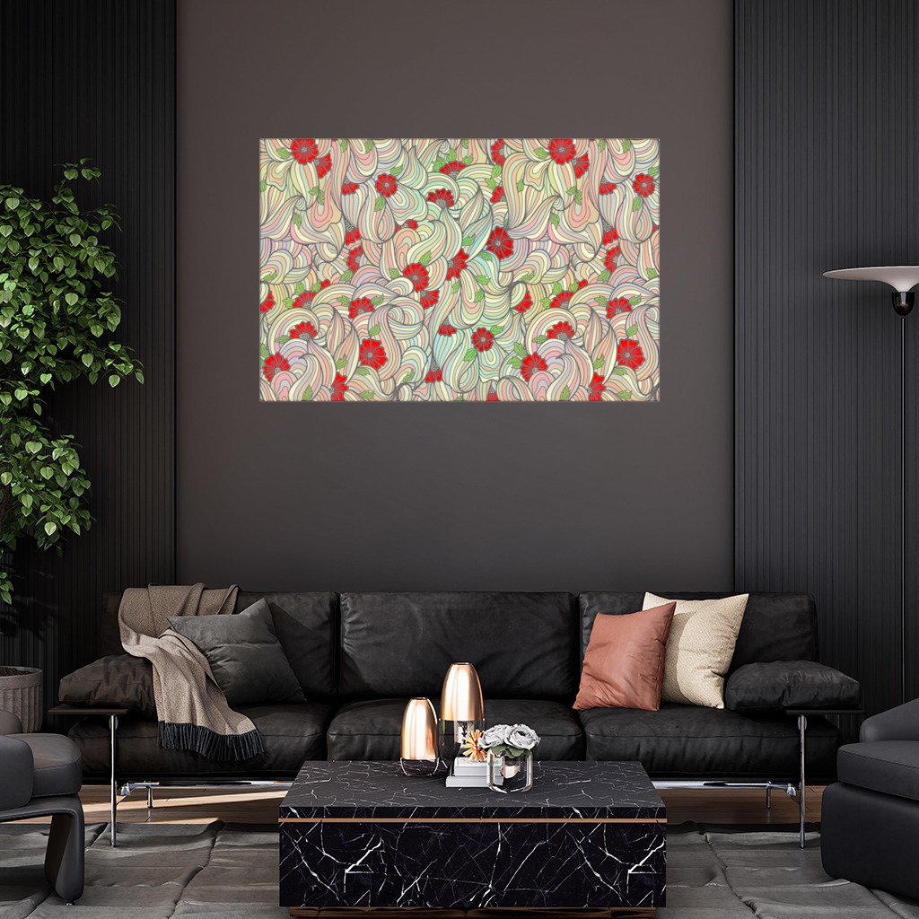 Floral Retro Wavy Pattern Wall Tapestry