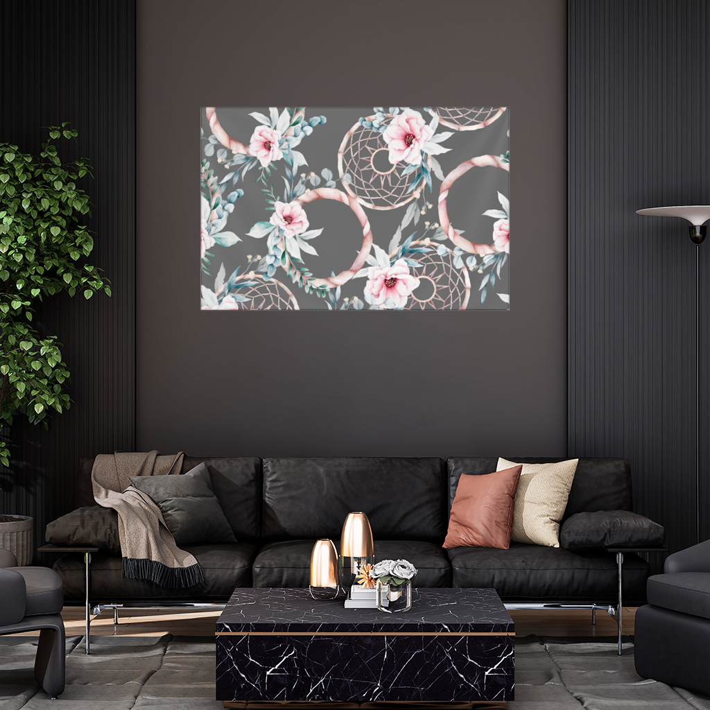 Boho Floral Dreamcatcher Pattern Wall Tapestry