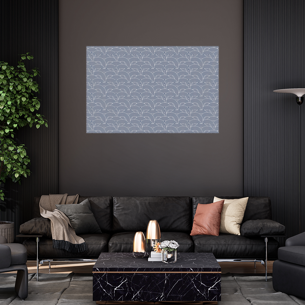 Navy and White Semi Circle Geometric Pattern Wall Tapestry