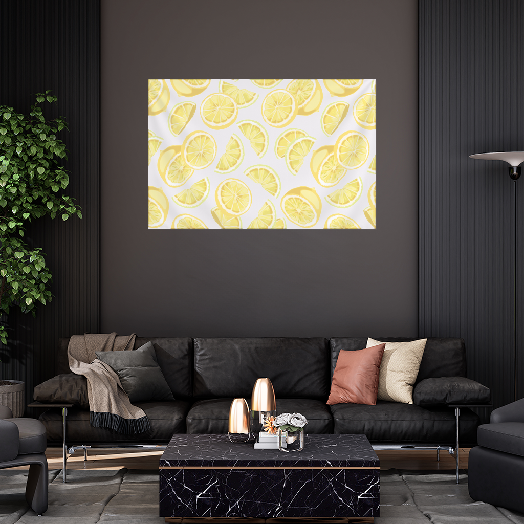 Fresh Lemon Slices Vibrant Summer Pattern Wall Tapestry