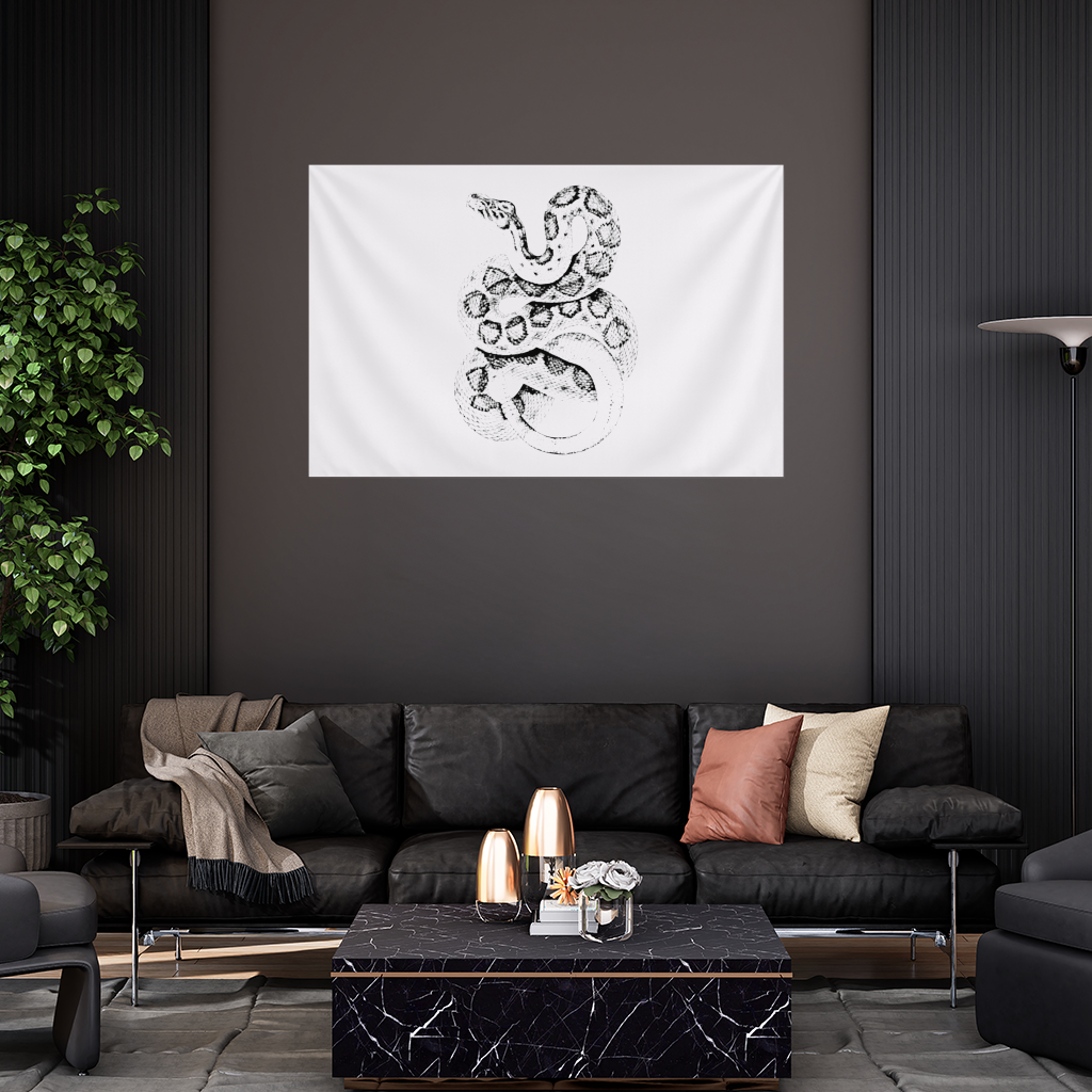 Detailed Vintage Rattlesnake Illustration Wall Tapestry