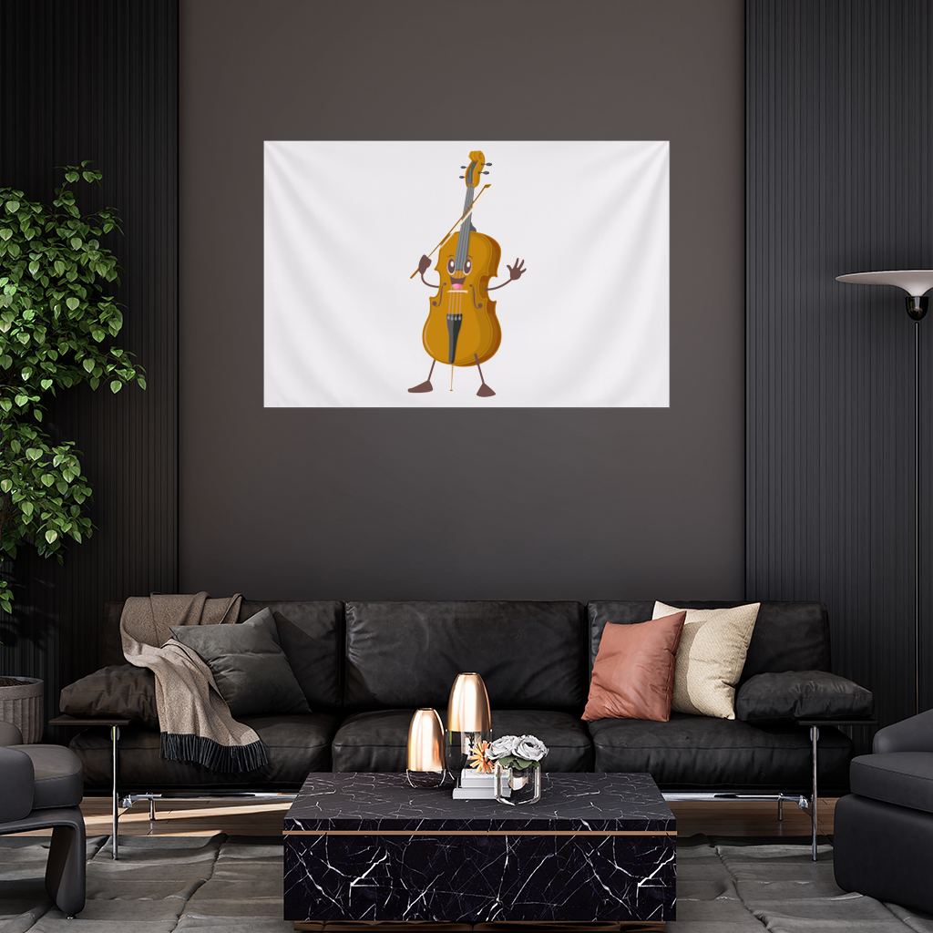 Happy Cello Character Art Design Wall Tapestry