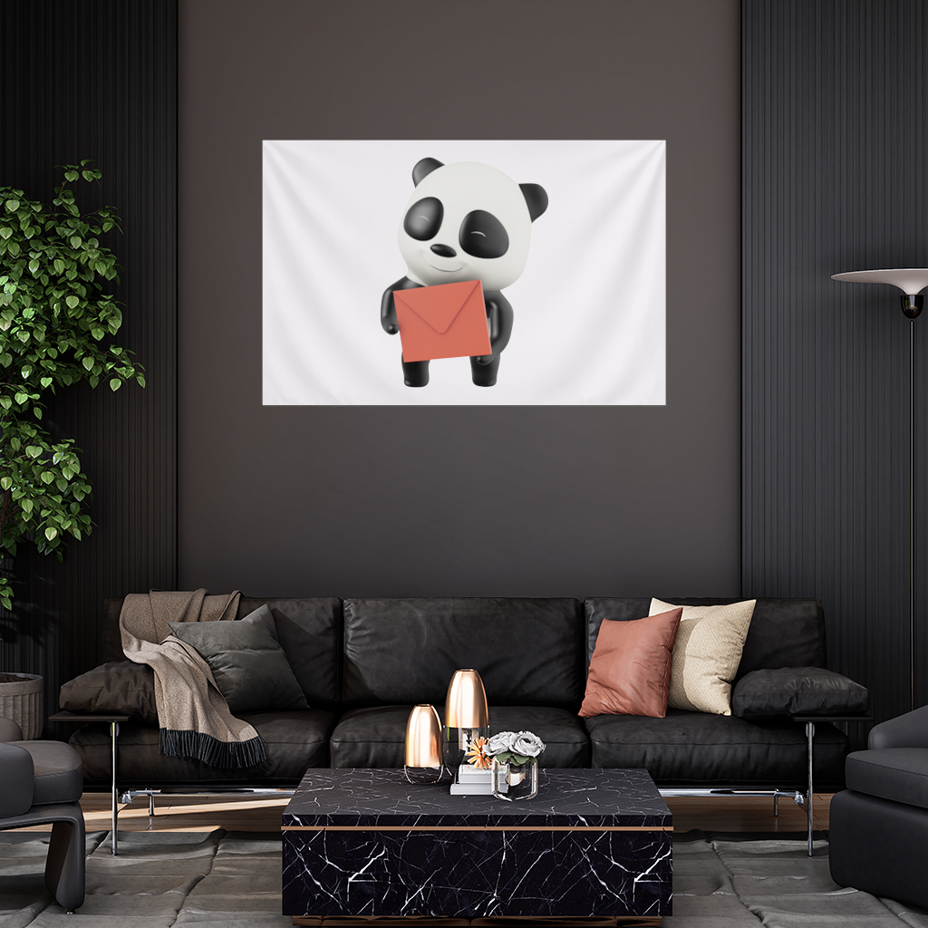 Kırmızı Zarflı Mutlu Panda Karakteri Duvar Örtüsü