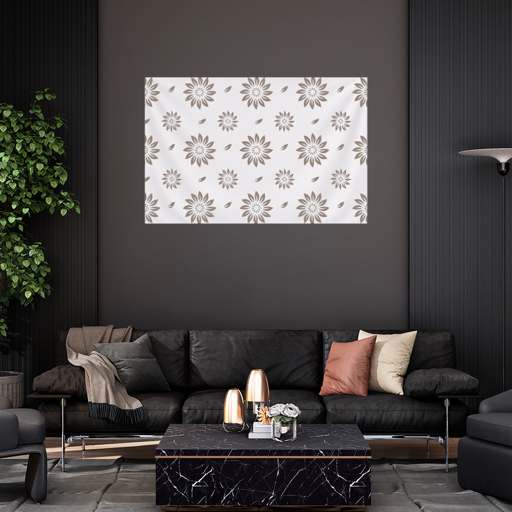 Minimalist Modern Brown Floral Pattern Wall Tapestry