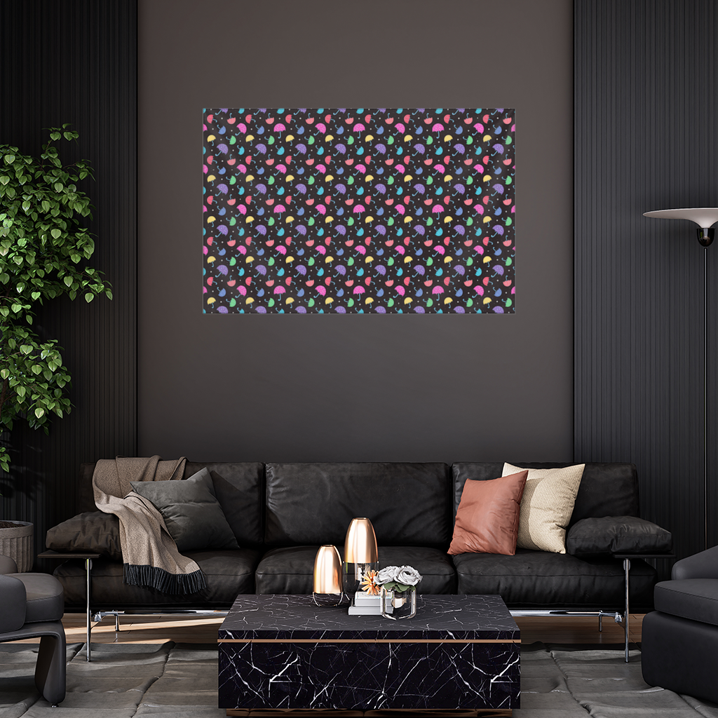 Colorful Heart Umbrellas Pattern Wall Tapestry