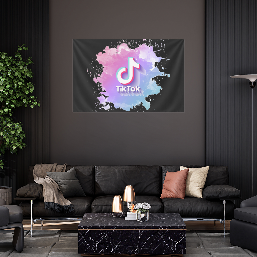 Sulu Boya Efektli TikTok Logosu Duvar Örtüsü