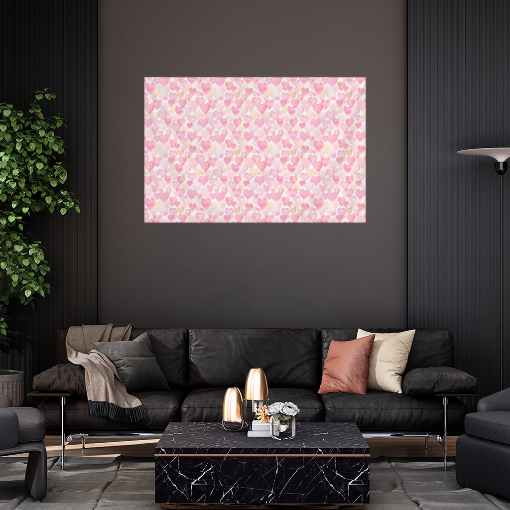 Watercolor Pink Hearts Wall Tapestry