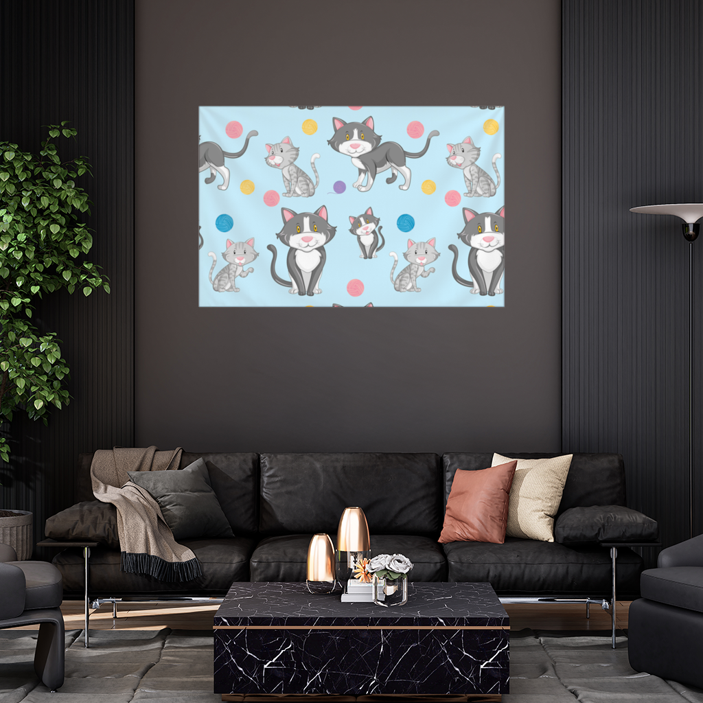 cat repeat pattern Wall Tapestry