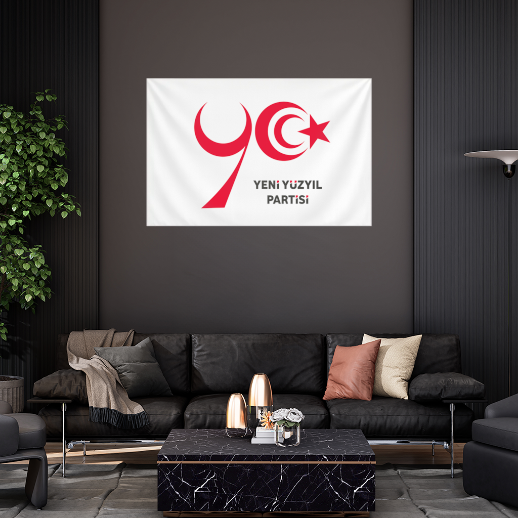 Beyaz Zemin Üzerinde Yeni Yüzyıl Partisi Logosu Duvar Örtüsü