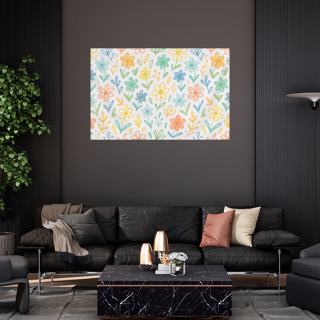 Colorful Boho Wildflowers Wall Tapestry