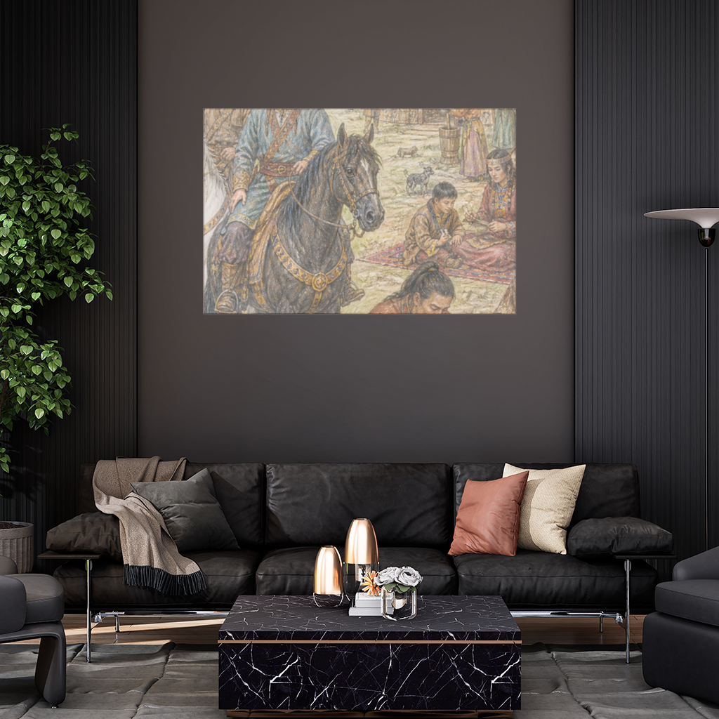 Blacksmiths of the Steppe Ancient Nomadic Camp Art Wall Tapestry