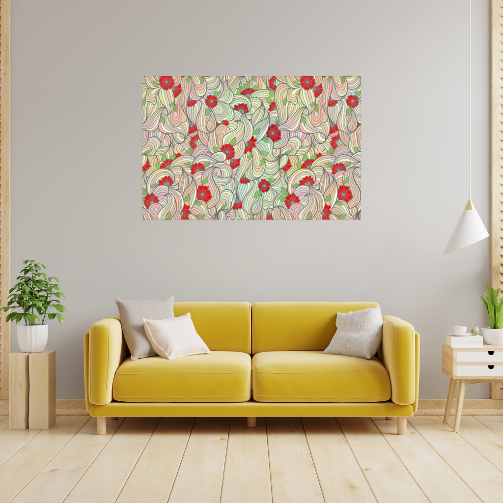 Floral Retro Wavy Pattern Wall Tapestry