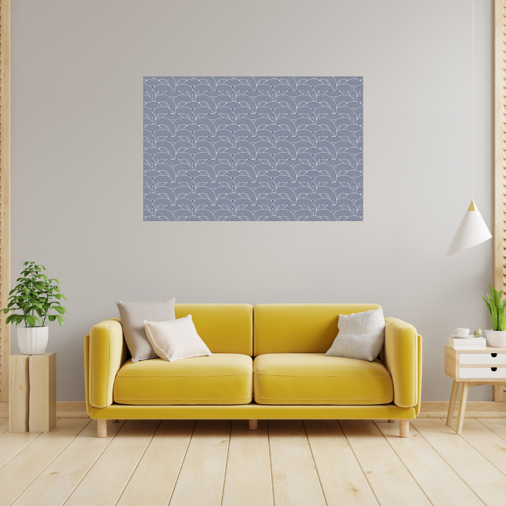Navy and White Semi Circle Geometric Pattern Wall Tapestry
