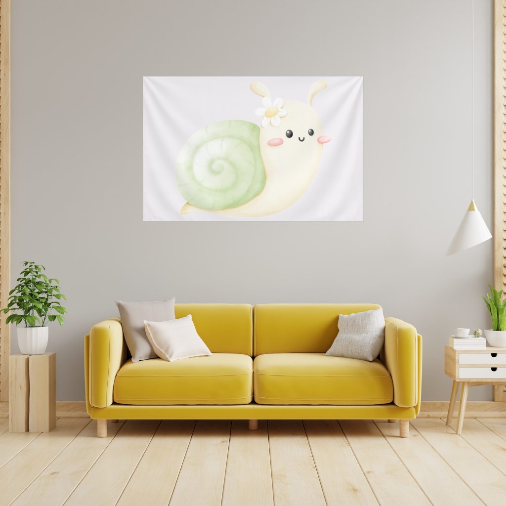 Cute Snail Illustration Wall Tapestry