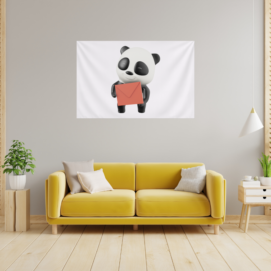 Happy Panda Character Holding Red Envelope Wall Tapestry