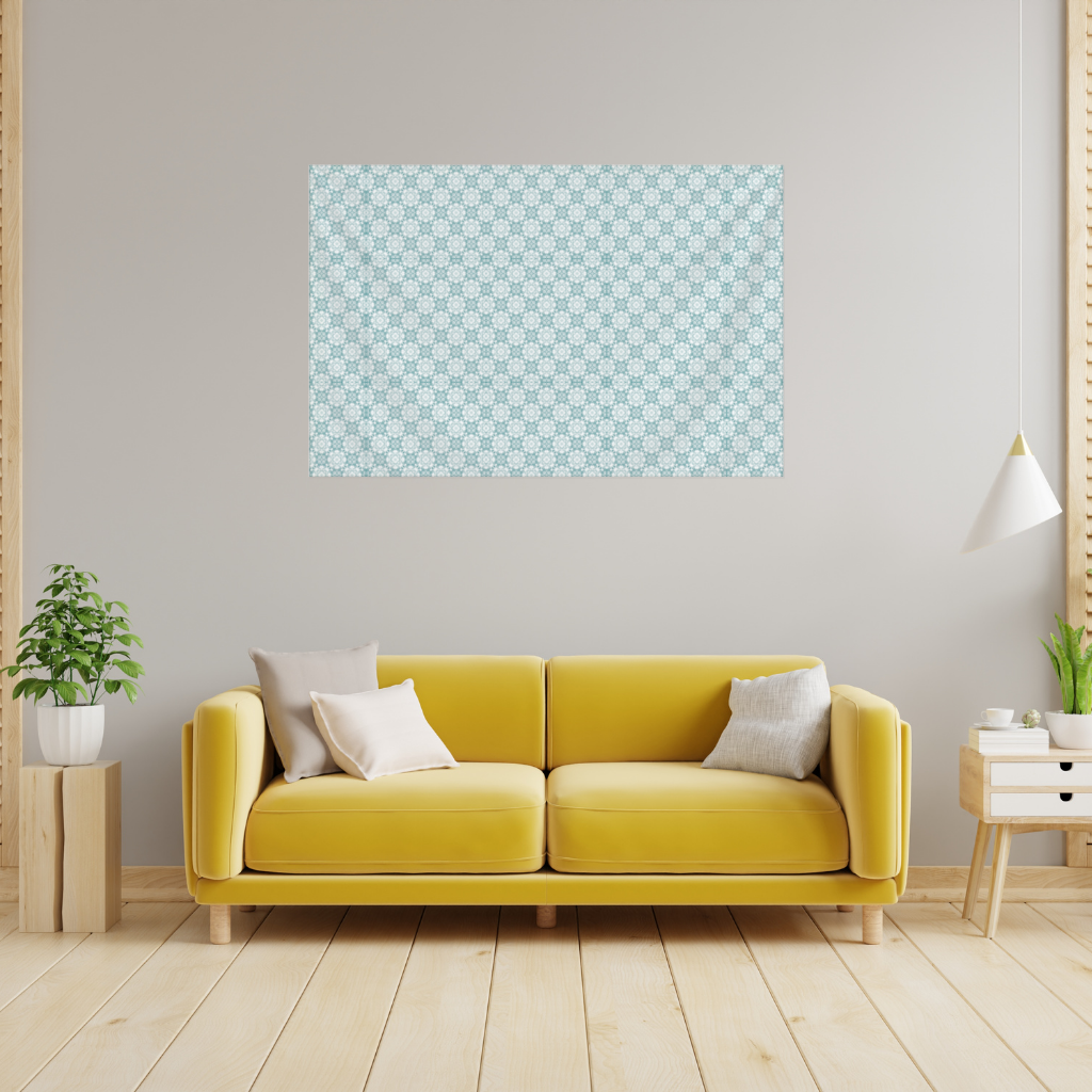 Mavi Piksel Geometrik Süsleme Deseni Duvar Örtüsü