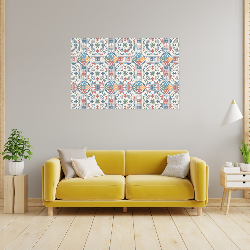 Multicolor Ethnic Geometric Motif Wall Tapestry