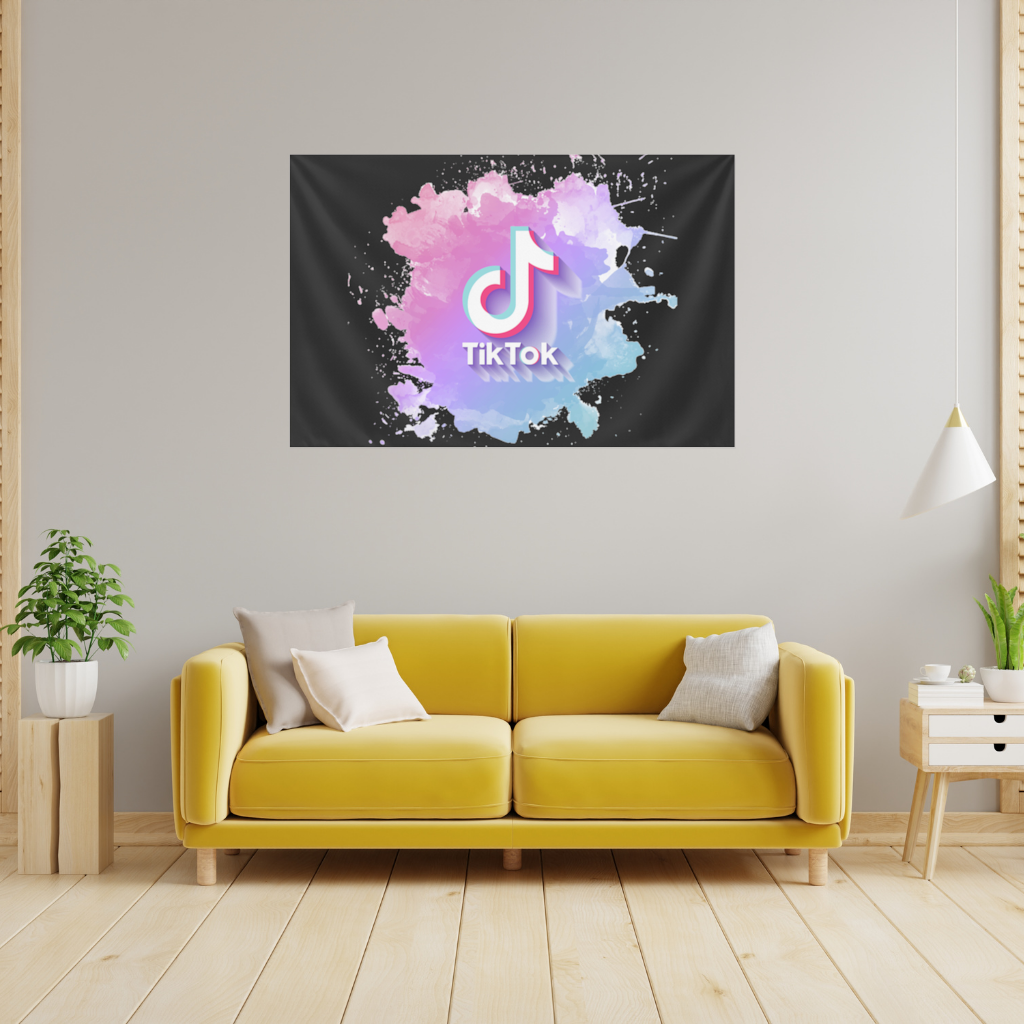 TikTok Logo with Watercolor Effect Wall Tapestry
