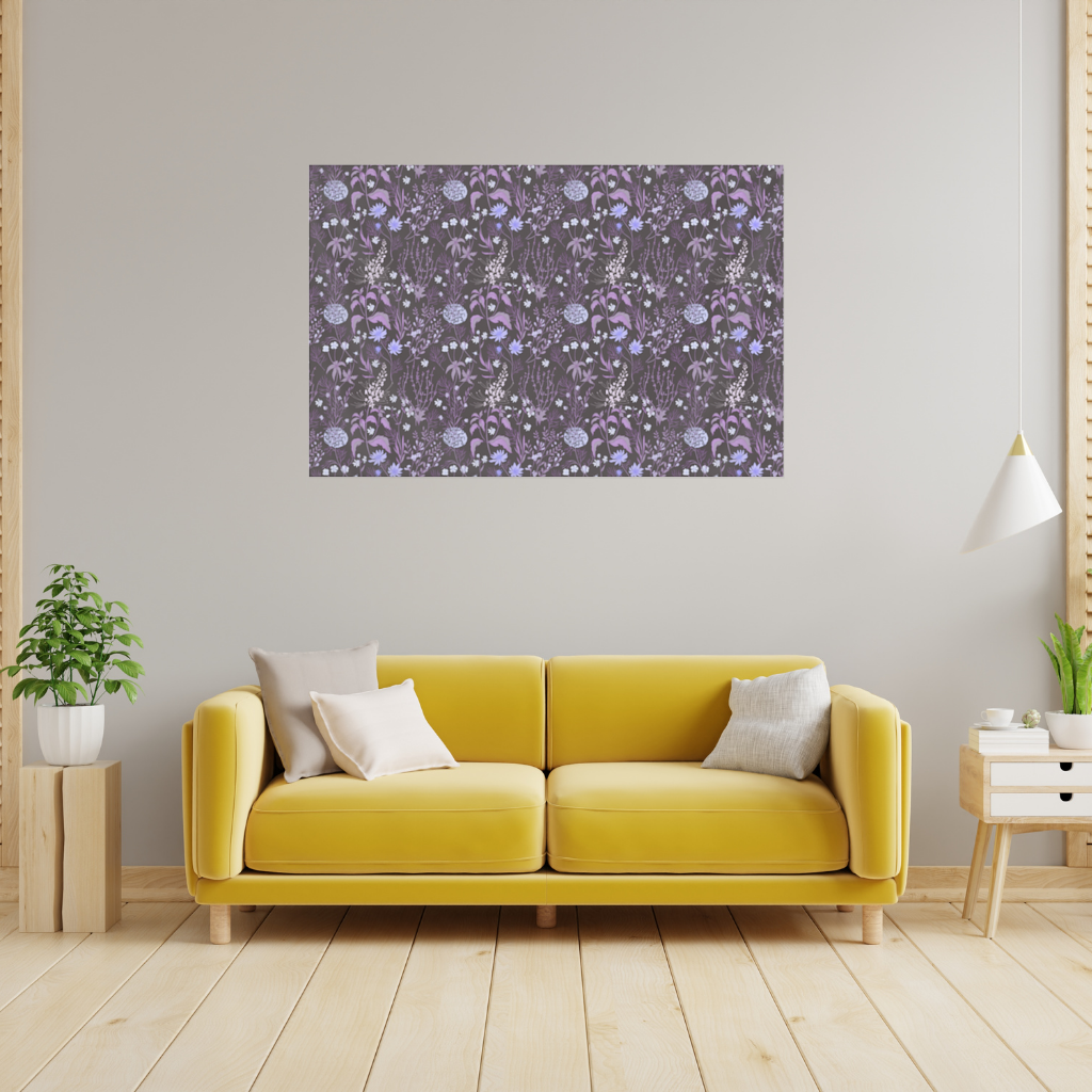 Purple Gothic Botanical Wall Tapestry