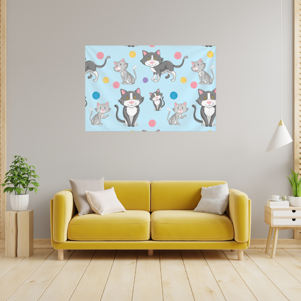 kedi tekrar deseni Duvar Örtüsü