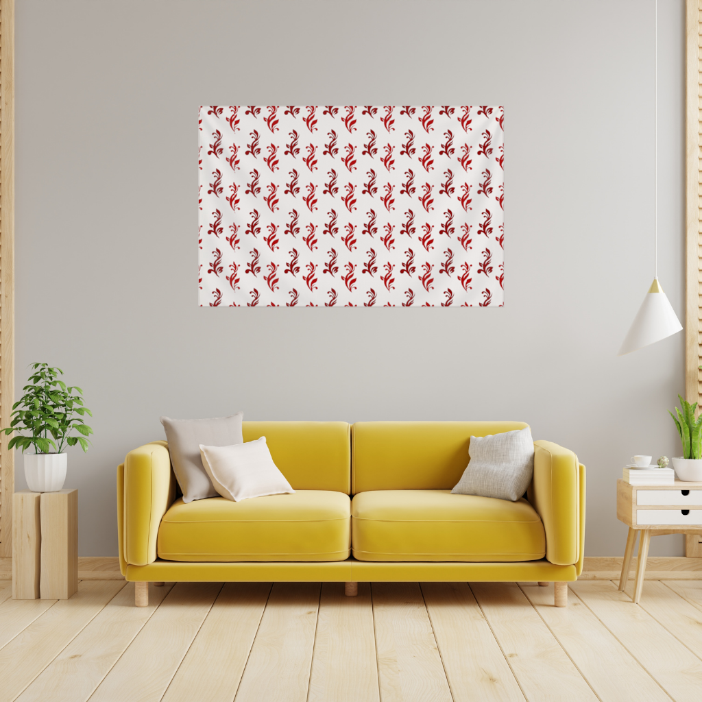 Burgundy Baroque Swirls Wall Tapestry
