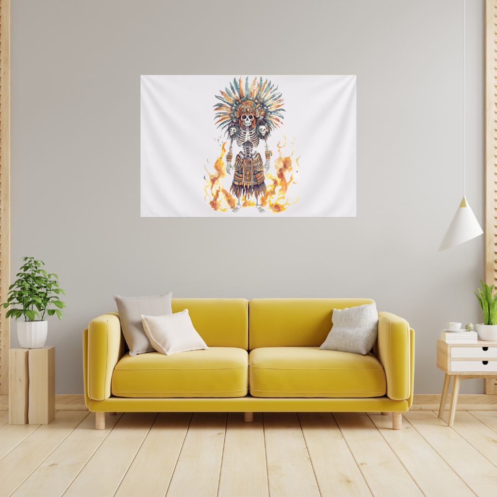 Aztec Skeleton Warrior Wall Tapestry