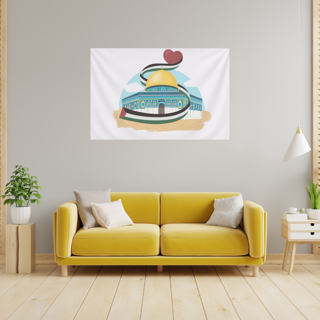 Kubbet-üs Sahra with the Palestinian flag and a heart Wall Tapestry