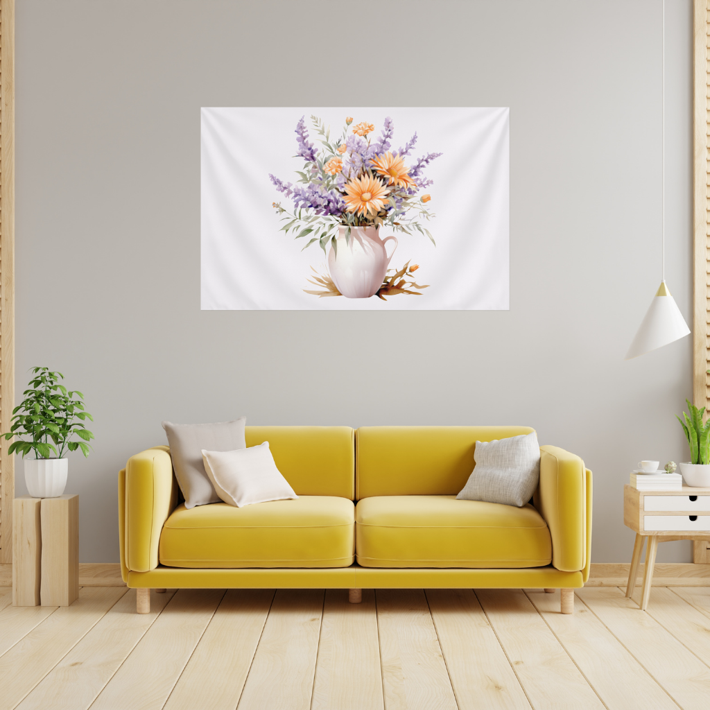 Cottagecore Wildflower Pitcher Wall Tapestry