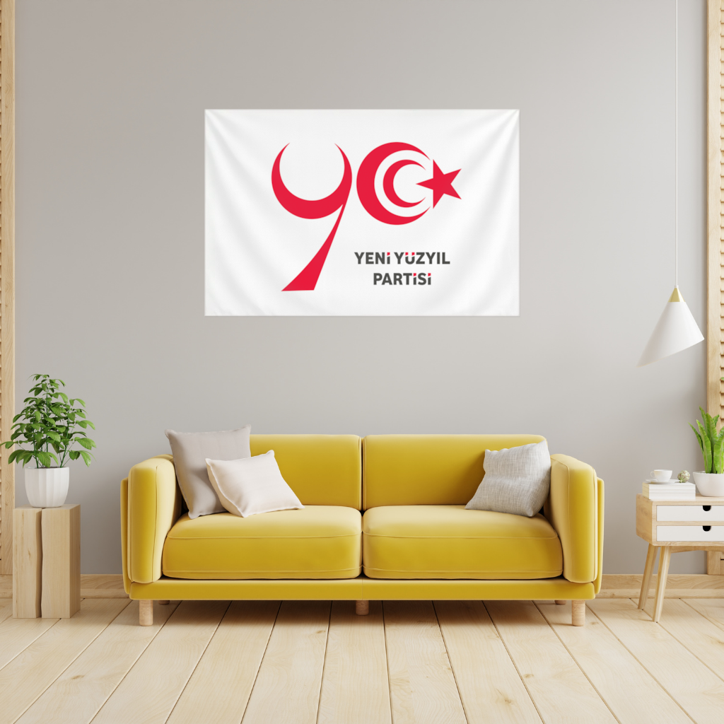 Beyaz Zemin Üzerinde Yeni Yüzyıl Partisi Logosu Duvar Örtüsü