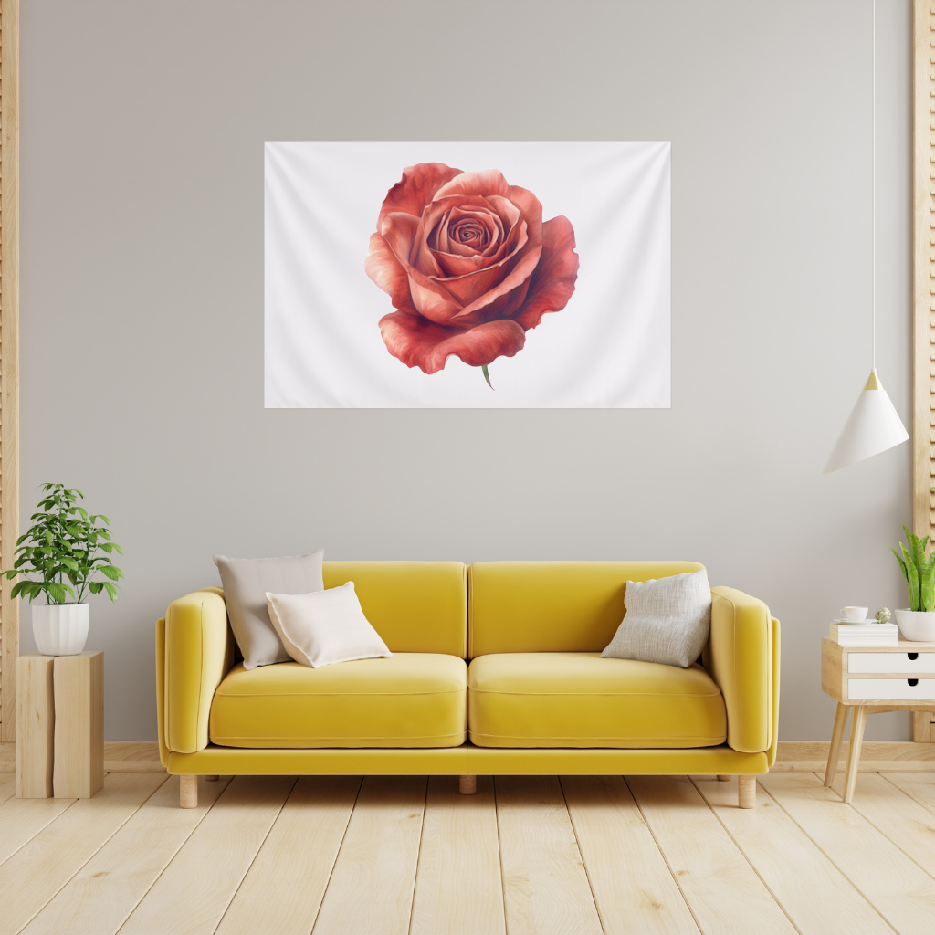 Crimson Red Rose Wall Tapestry