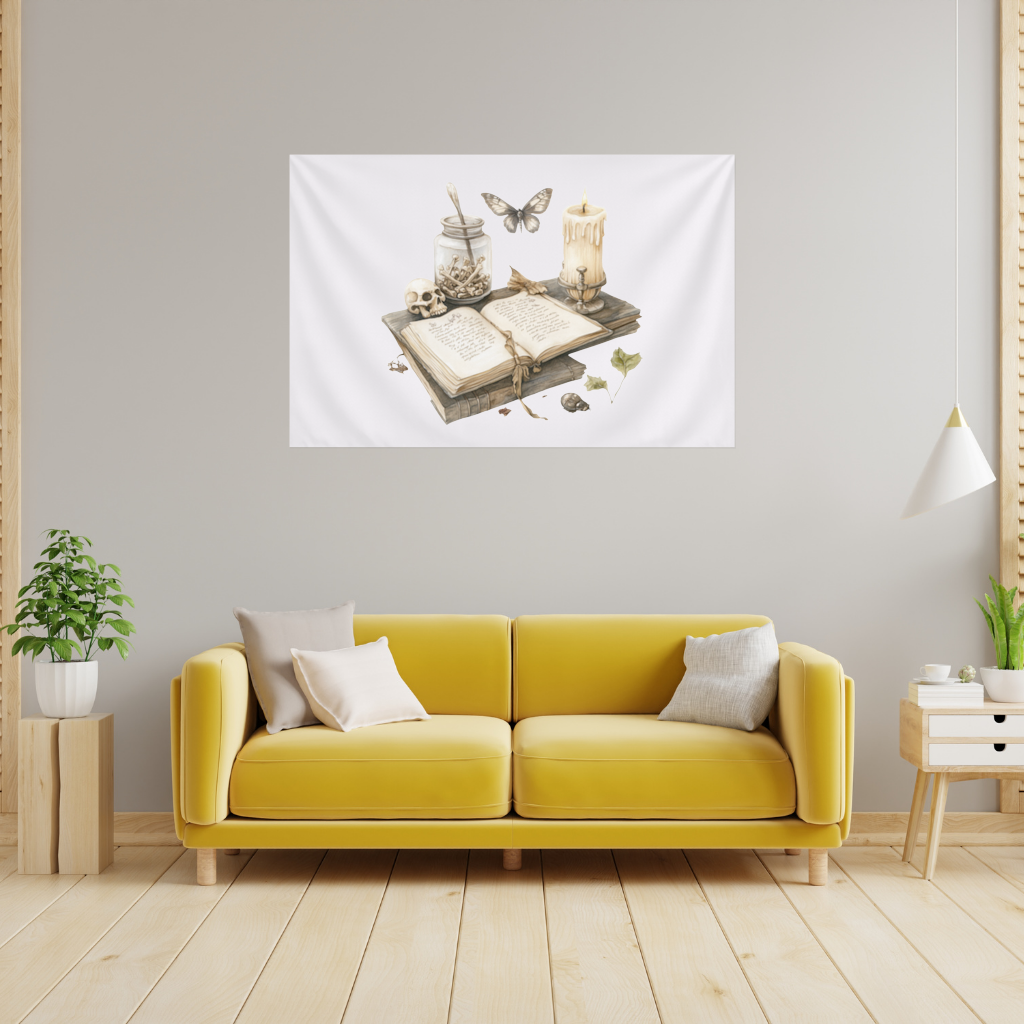 Vintage Dark Academia Grimoire Wall Tapestry