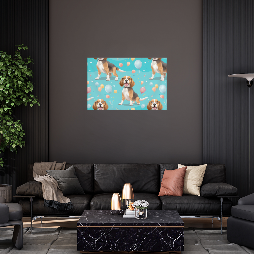 Cute Beagle Dog and Colorful Balloons Seamless Pattern Wall Tapestry