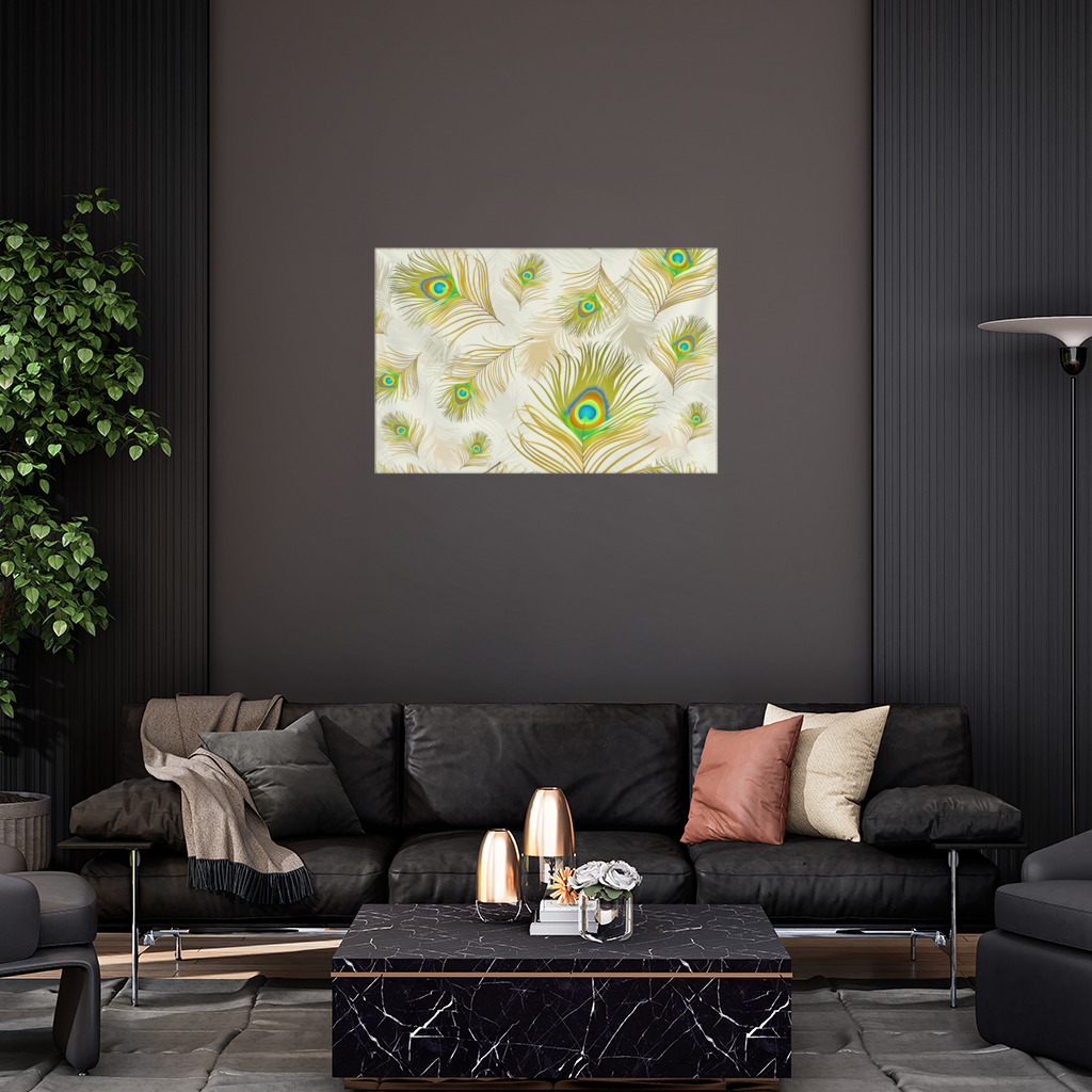 Elegant Peacock Feathers and Exotic Nature Seamless Pattern Wall Tapestry
