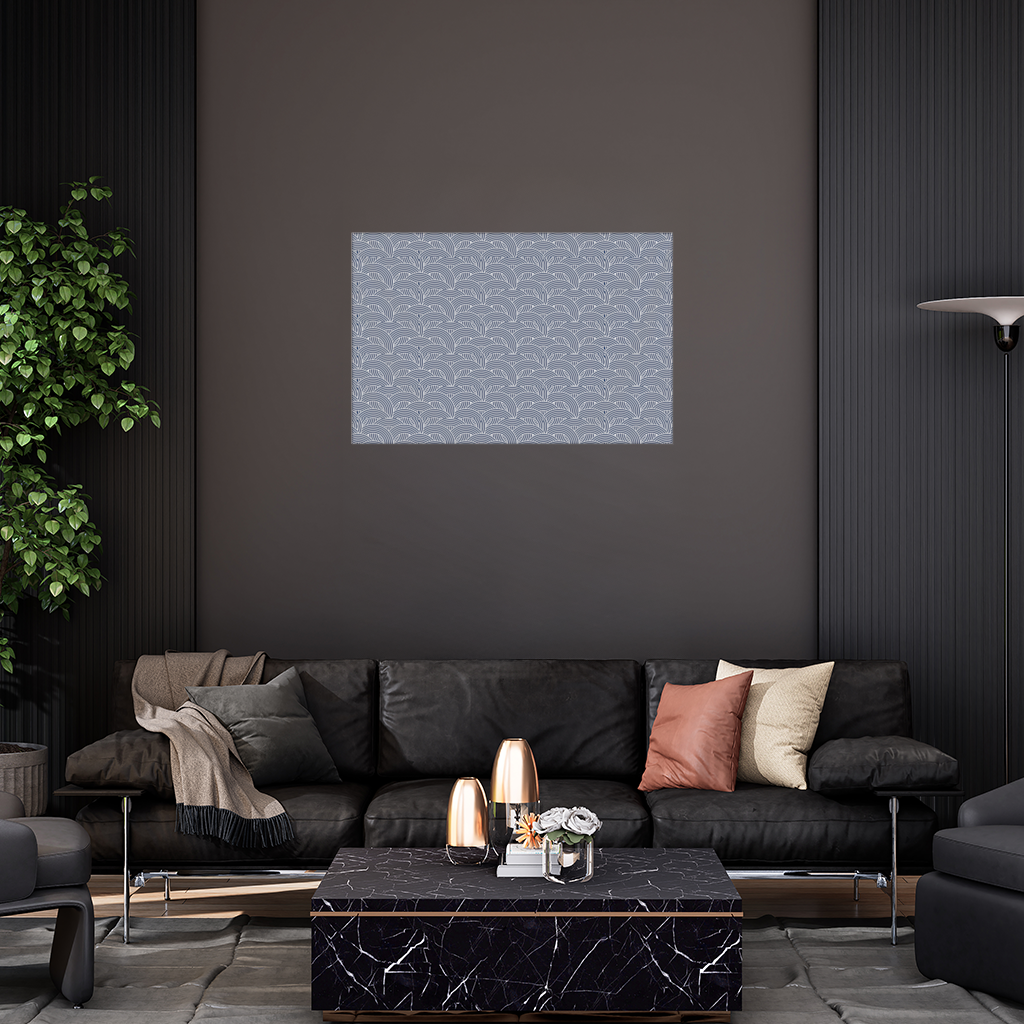 Navy and White Semi Circle Geometric Pattern Wall Tapestry