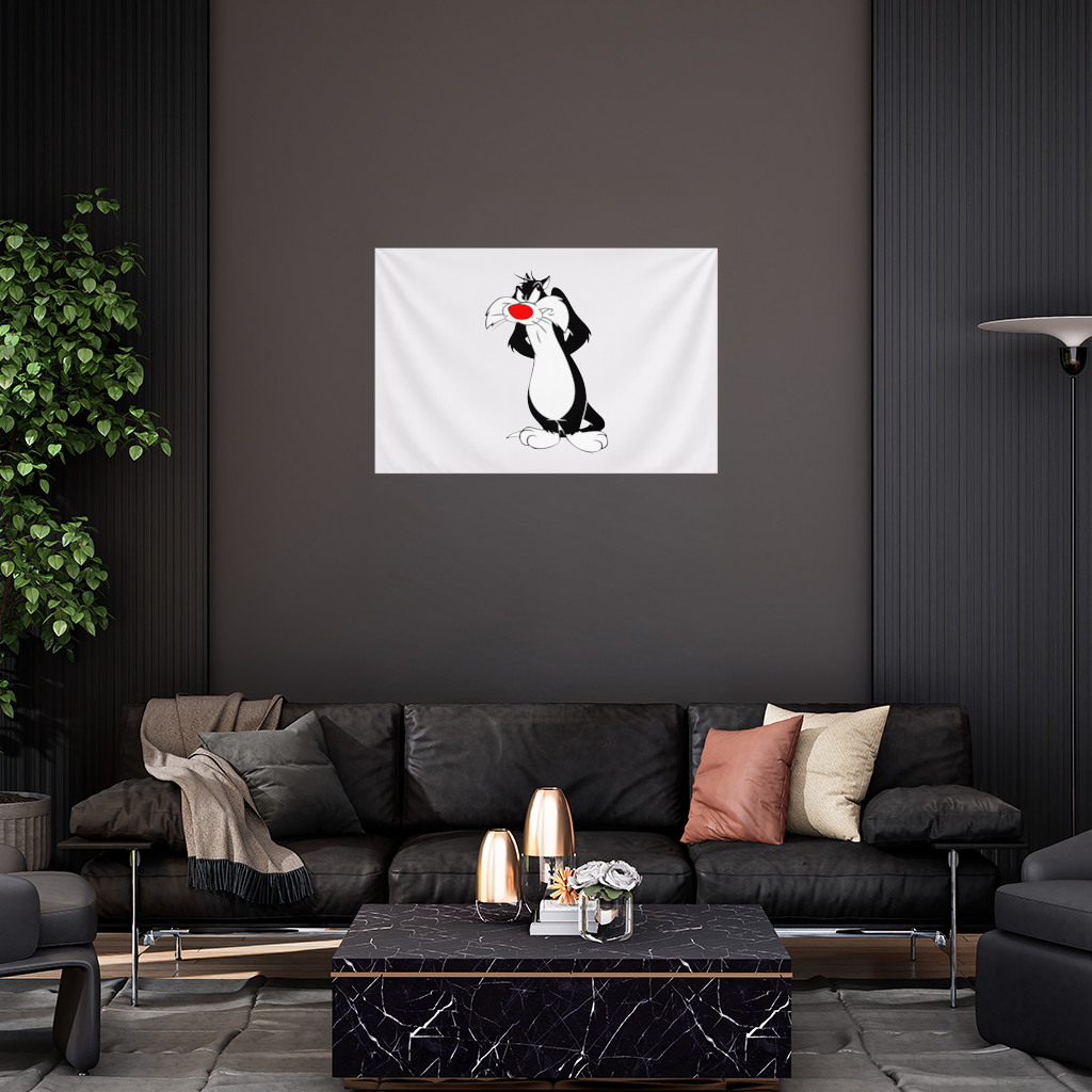 Funny Cartoon Cat Illustration Wall Tapestry